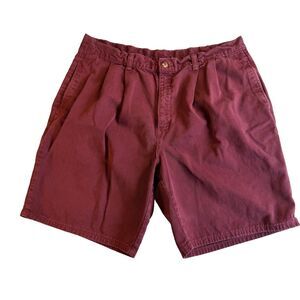Vintage 90s Duck Head Pleated Chino Shorts Burgundy Maroon Mens Fits 36